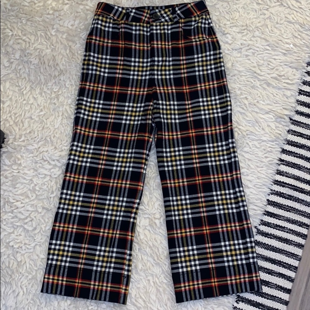 Zara London Plaid Cropped Pants
